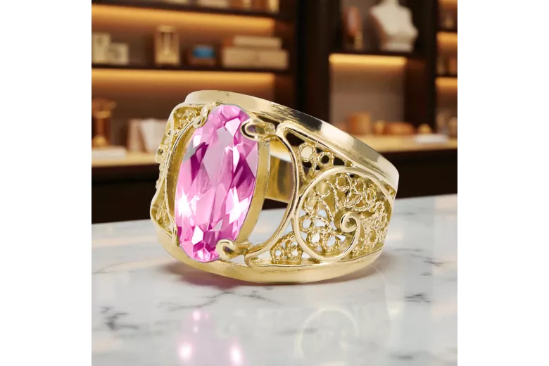 14k žlté zlato Ametyst  Vintage style vrc057y